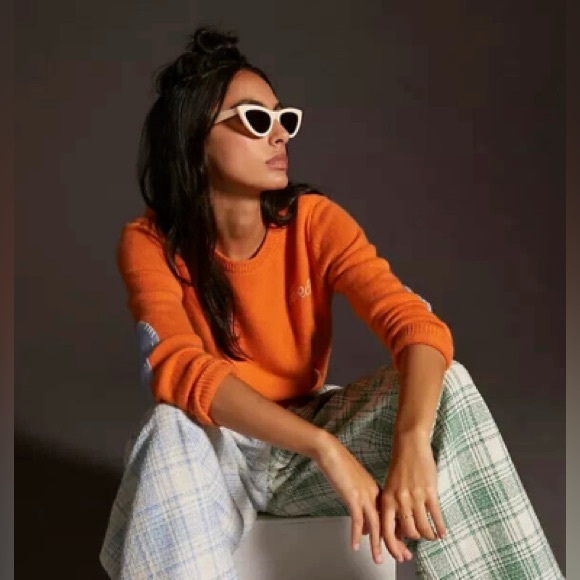 Kerri Rosenthal “loved” Cashmere Sweater, Heart elbow Patches, Pumpkin, XL, GUC - Picture 3 of 12